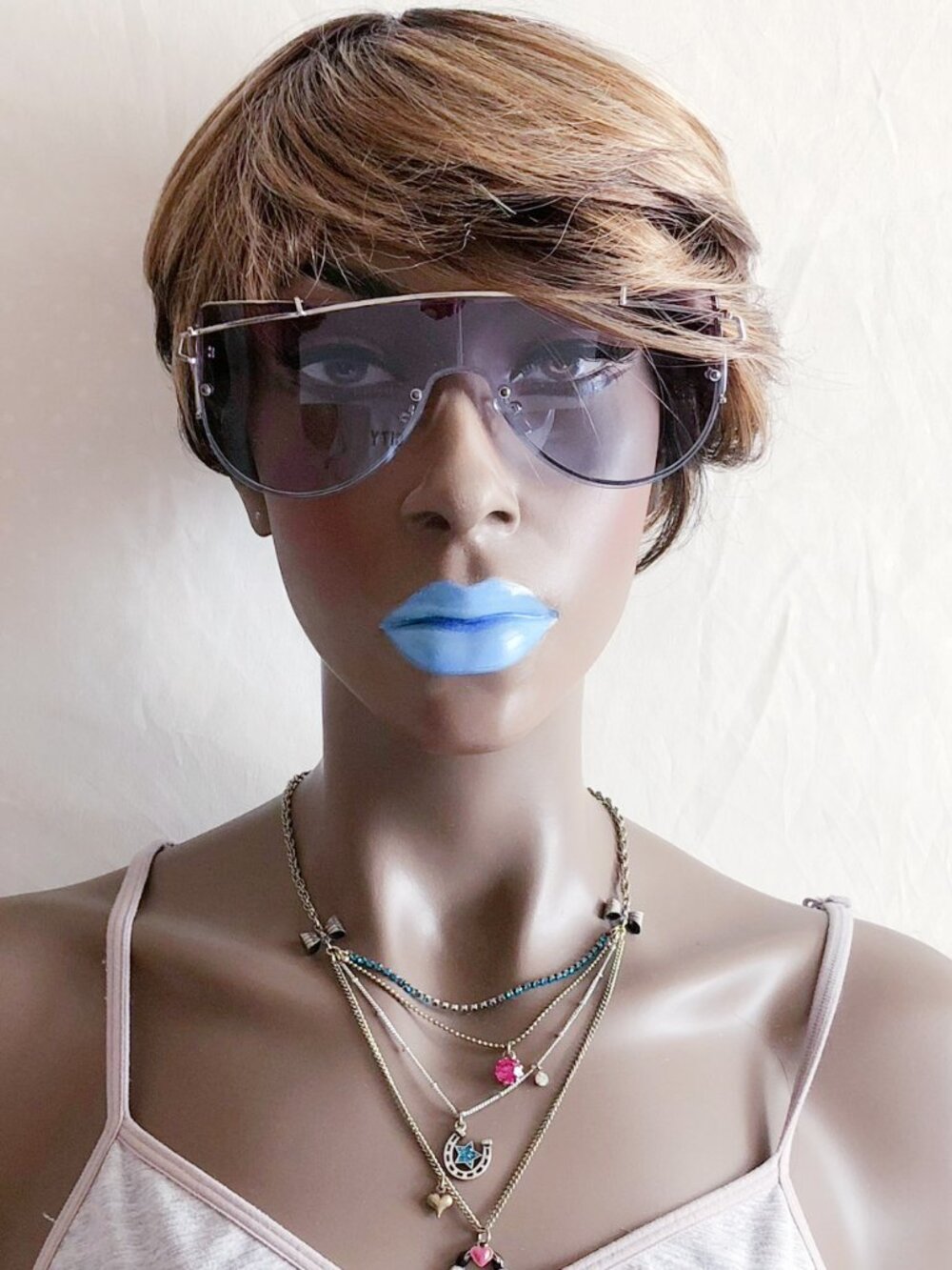 Oversized Y2K Shield Sunglasses Blue Gray Gradient